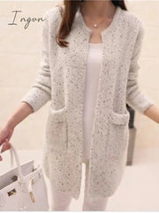 Ingvn - Women's Pullover Sweater Jumper Jumper Ribbed Knit Pocket Solid Color Crew Neck Stylish Casual Daily Going out Fall Winter Pink Wine One-Size