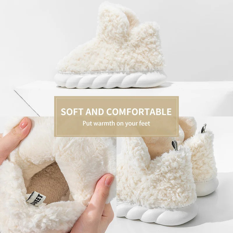 Ingvn  Cotton slippers for women's autumn and winter home use, new indoor plush bags with warm heels for external wear
