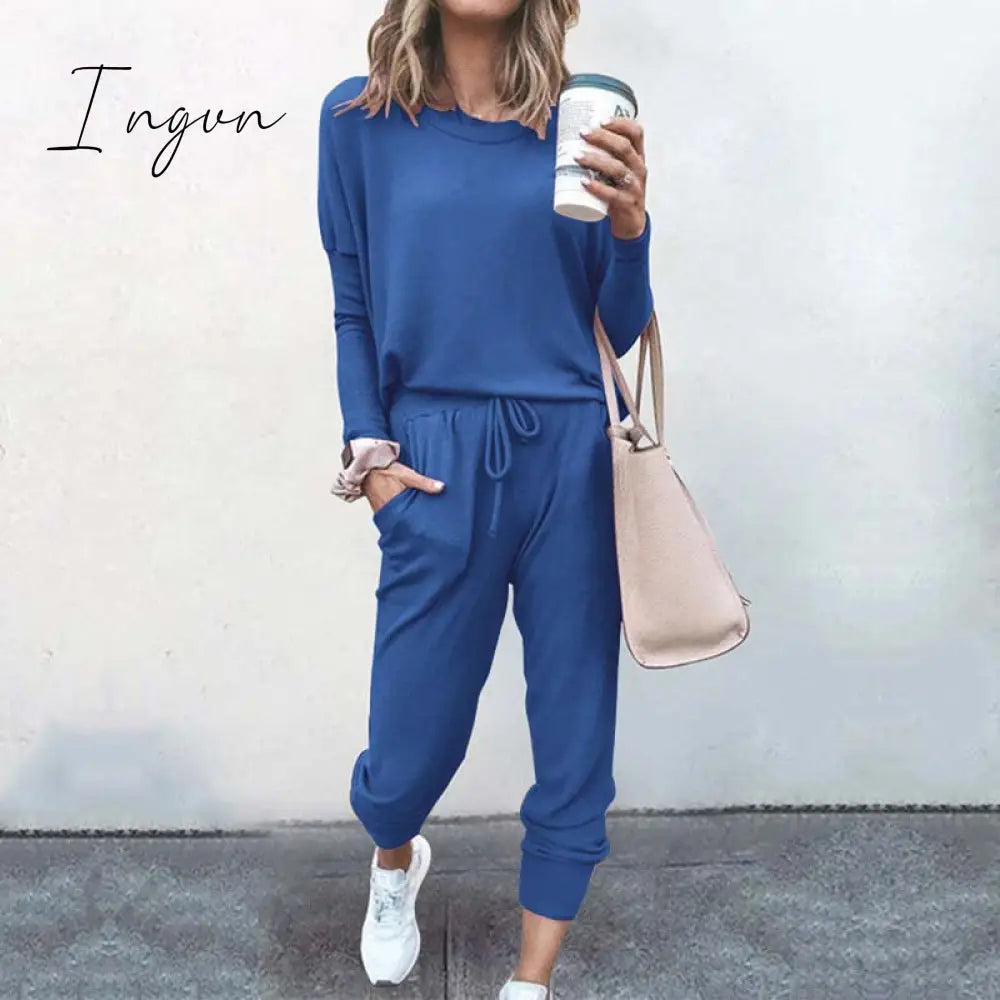 Ingvn - Autumn Casual Lounge Wear Women Tracksuit 2 Piece Set Loose Lounge Sets Ladies Sweat Suit Outfits Female