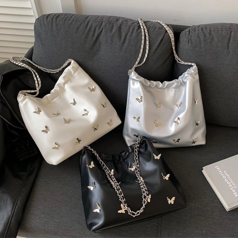 Ingvn  Fashion Chain Butterfly Ladies Shoulder Bags Large Capacity Women's Casual Tote Underarm Bag Commuter Female Travel Handbags