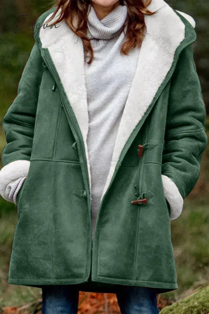 Ingvn - Casual Solid Patchwork Pocket Hooded Collar Outerwear(9 Colors)