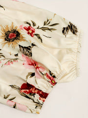 Charming Floral Print A-line Dress - Stylish & Elegant Crew Neck Design with Half Sleeves - Perfect for Spring & Summer - Comfortable Womens Clothing for Versatile Wear