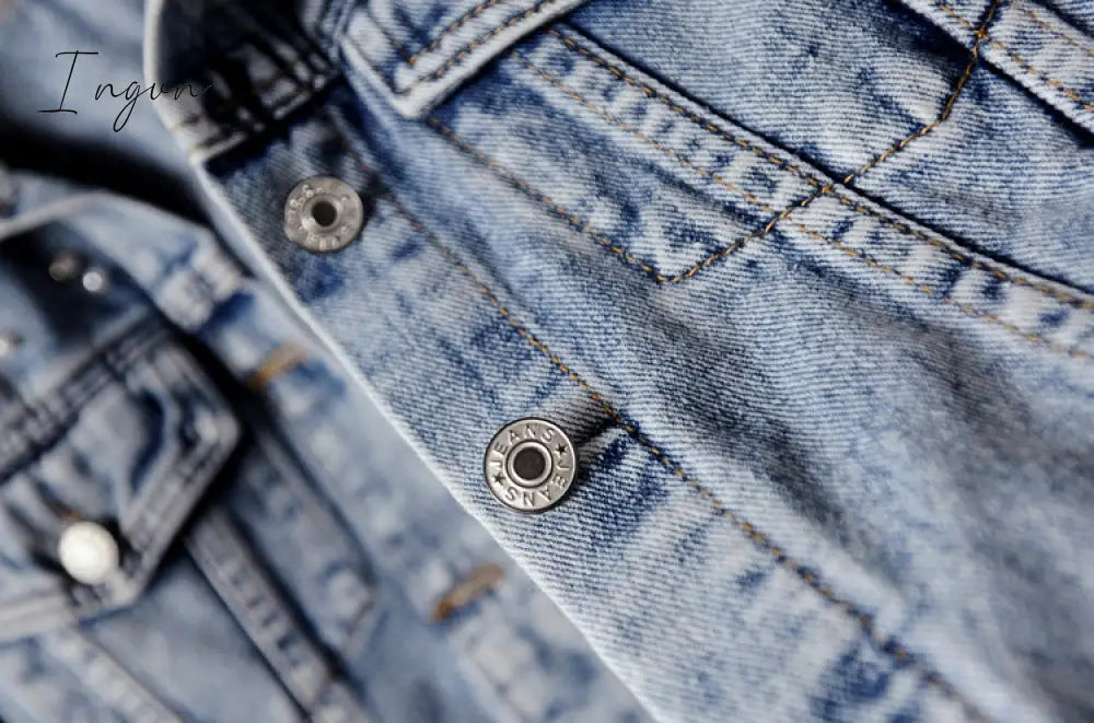Ingvn - Denim Jacket Women New Autumn Women's Jean Jackets  Pearl  Casual Denim Jacket Women Coat Long Sleeve Outerwear
