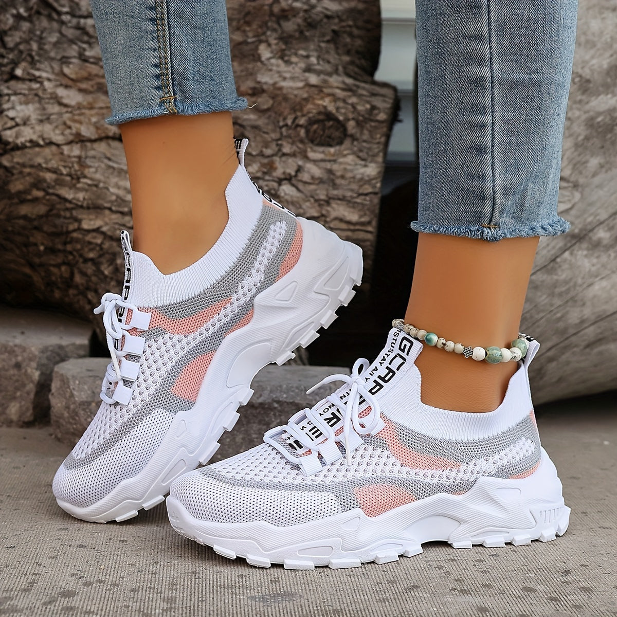 Women's Breathable Mesh Platform Sneakers, Casual Lace Up Outdoor Shoes, Comfortable Low Top Sport Shoes plus size