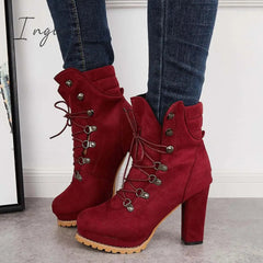 Ingvn - Non Slip Chunky Platform High Heel Boots