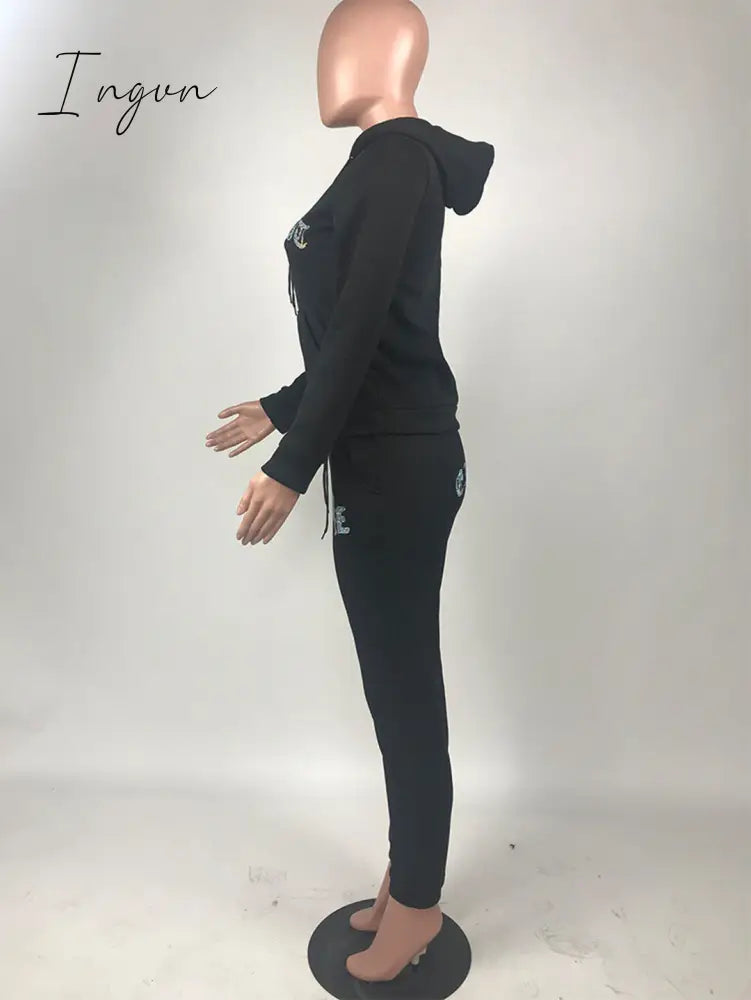 Ingvn - Tracksuit 2 Piece Women Set Oversize Hoodies Sweatshirt Loose Sweatpants Joggers Sport Suit Women Outfits Sweatsuit