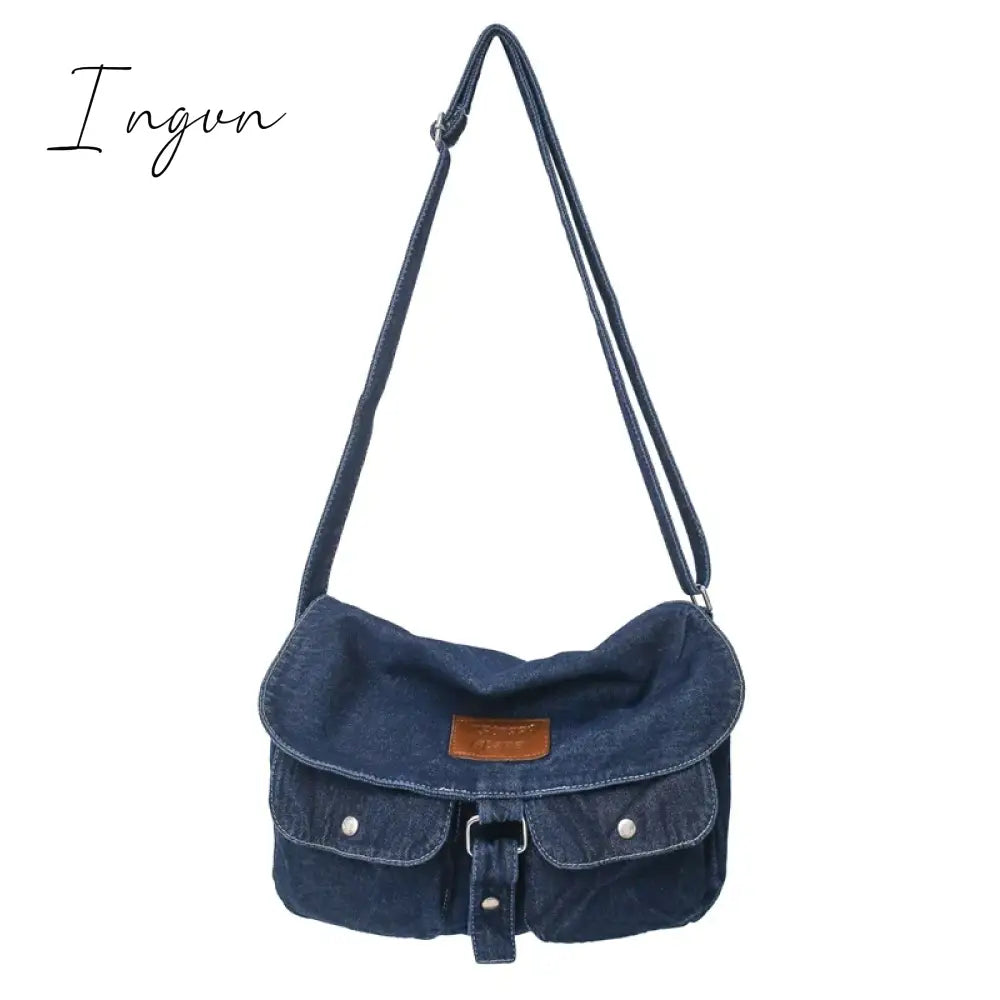 Ingvn - Denim Women's Bag 2024 New Eco Reusable Ladies Handbags Canvas Shopping Travel Shoulder Bags Unisex Jeans Crossbody Bag Shoppers