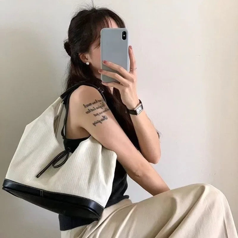 Ingvn  Patchwork Womens Tote Bag Casual Large Capacity Fashion New Designer Shoulder Bag Travel Literary Commuter Female Handbag
