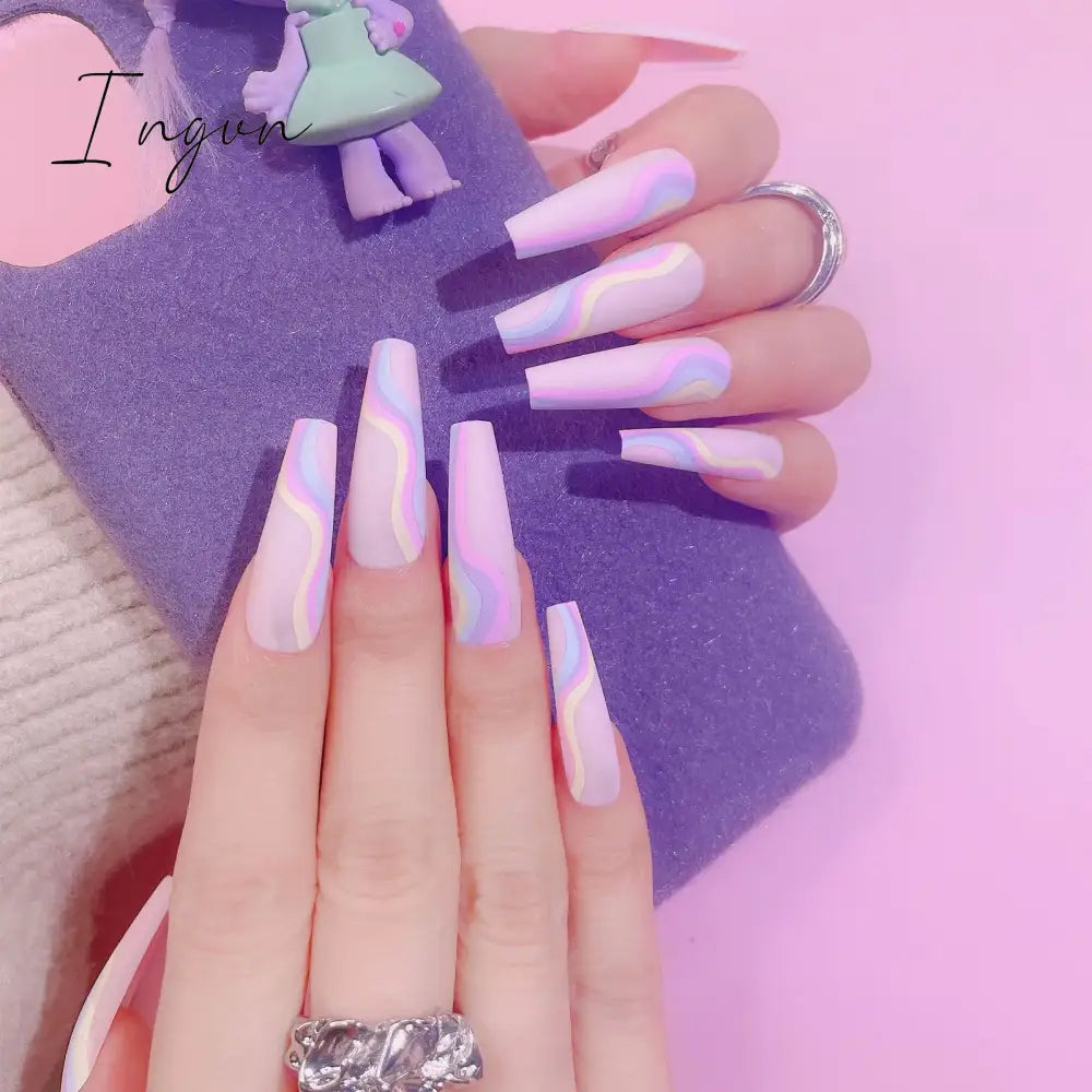 Extra Long Coffin Ballerina False Nails Fake Nails With Designs Press On Nails Manicure Tool Nail Accessory Full Cover Nail Tips