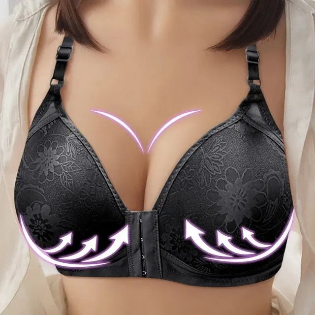 Sexy Plus Size Push Up Bra Front Closure Solid Color Brassiere Wire Free Bralette Seamless Bras For Women Hot Sale
