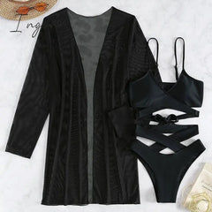 Ingvn - Bathing Suits And Blouse Tops 2 Piece Outfits Ins Summer Beach Vacation Swimsuit Three-piece Sexy Bikini Sets Swimsuits