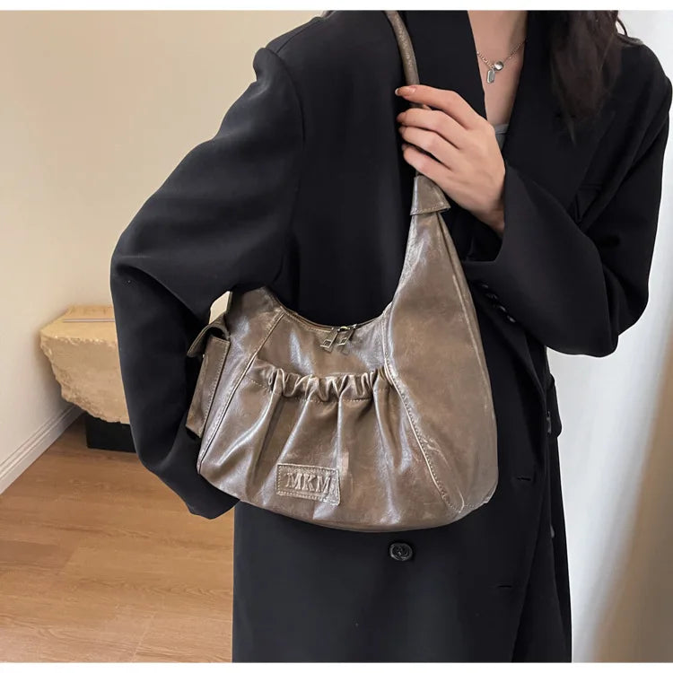 INGVN  Luxury Design Fashion Zipper Underarm Bag Streetwear Grunge Vintage Handbags Japanese Y2k Aesthetic Shoulder Bags Women Casual
