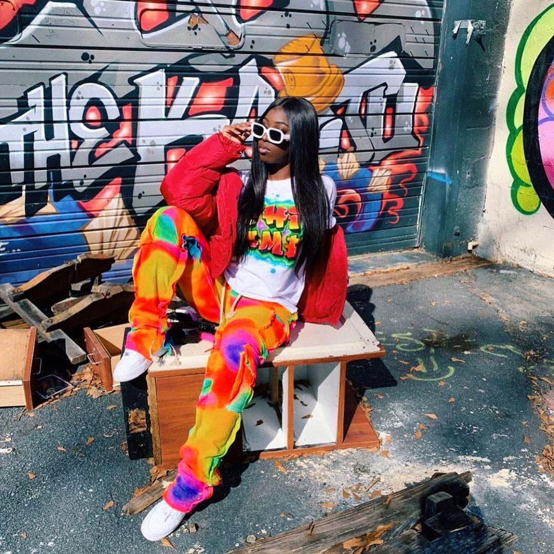 Multi Pocket Drawstring Stacked Sweatpants Street Style Tie Dye Cargo Pants Y2k Clothes Women Trousers
