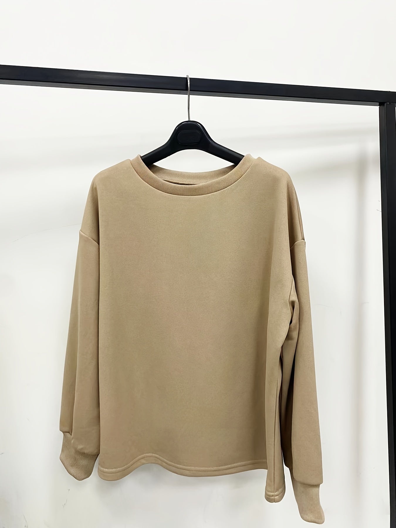 Trendy Solid Color Leisure Wear Set - Women's Clothing - Cozy Drop Shoulder Long Sleeve Sweatshirt and Loose Fit Sweatpants for Relaxed Style