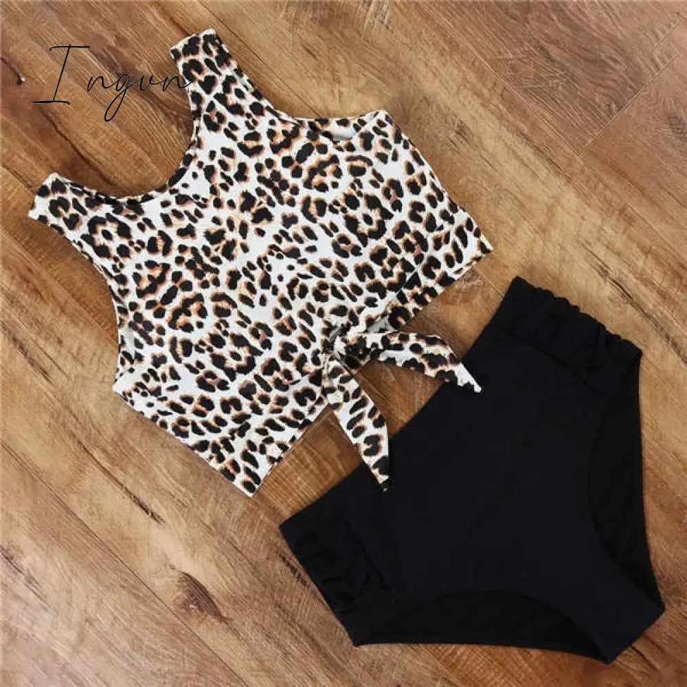 Ingvn - High Waist Bikini Leopard Swimsuit Women Bikini Floral Swimsuit Print High Neck Bikini Push Up Swimwear Snake Bathing Suit