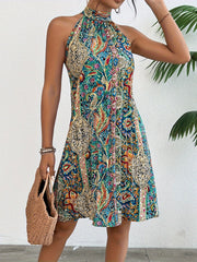 Charming Floral Print Pleated Dress - Stylish & Breathable Sleeveless Design - Perfect Chic Summer Wear for Trendy Women