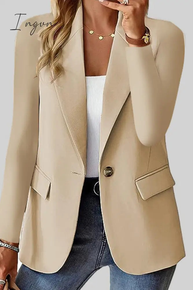 Ingvn - Casual Solid Cardigan Turn-back Collar Outerwear