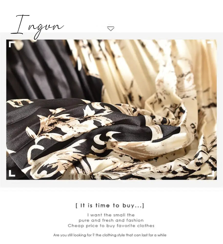 Ingvn - Vintage Long Dress Popular Full Sleeve Spring Fall New Loose A-Line Printed Leopard Pleated Women Dress Elegant Robe y1470