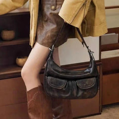INGVN  2024 New Women Vintage Underarm Bag Korean Office Lady All Match Top-Handle Bags Trendy Fashion Simple Zipper Shoulder Handbags