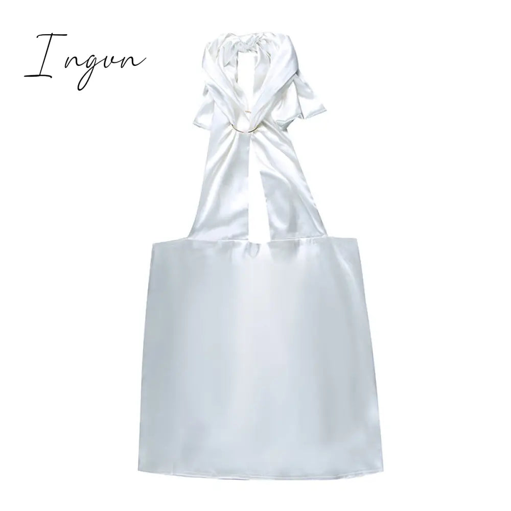 Ingvn - Sexy Hollow Out Bandage Women Dress White Asymmetrical High Waist Mini Dress Women Spring Skinny Fashion Streetwear