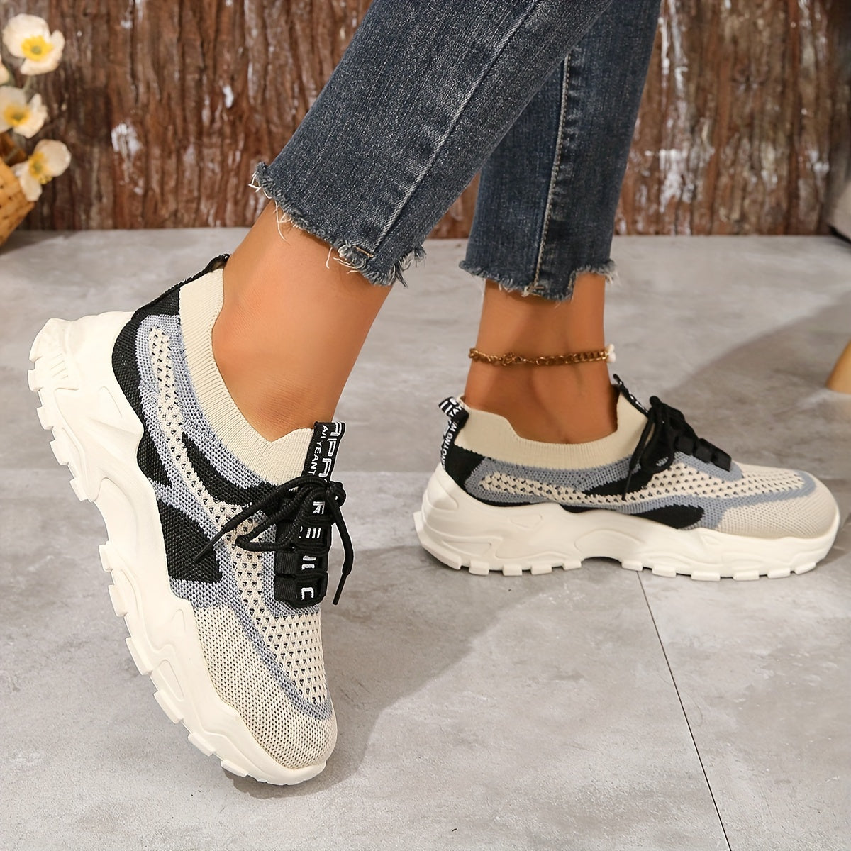 Women's Breathable Mesh Platform Sneakers, Casual Lace Up Outdoor Shoes, Comfortable Low Top Sport Shoes plus size