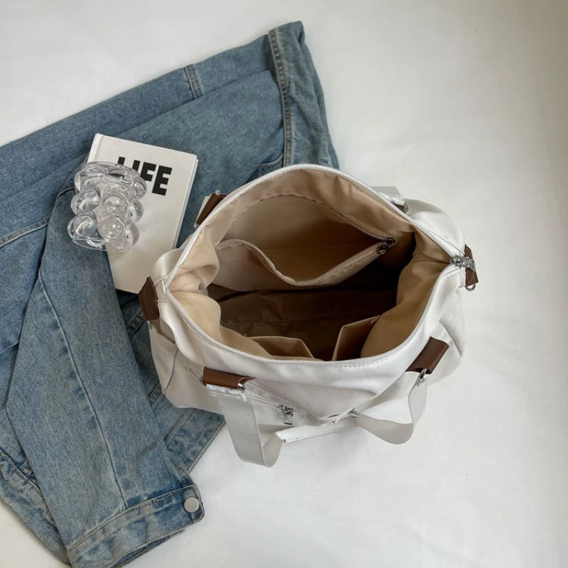 Ingvn  New Fashion Shoulder Tote Bag Women's Large Capacity Canvas Travel Bag Leisure Fitness Shoulder Crossbody Handbag