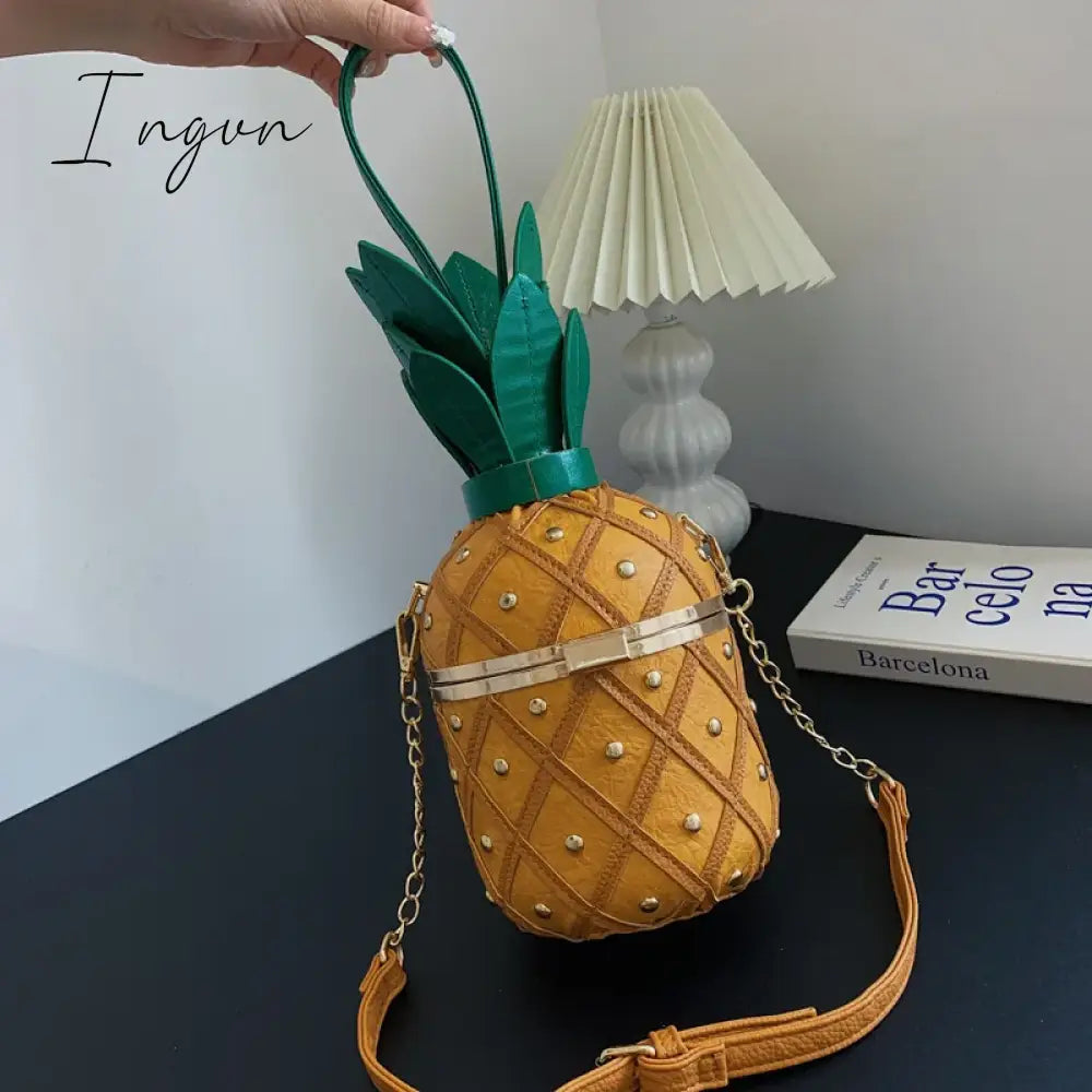 Ingvn - Women Bag 2024 Fashion Cute Pineapple Design Shoulder Bag Originality Design Ladys Crossbody Bag Metal Chain Handbag