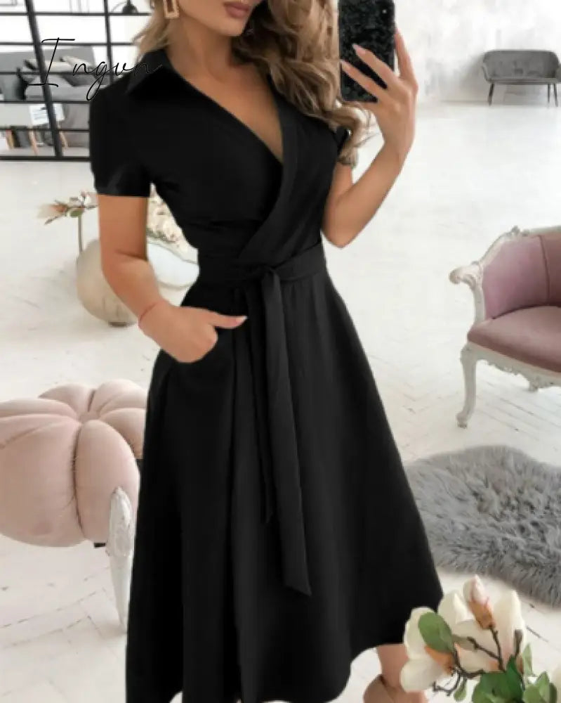 Ingvn - Spring and summer fashion plus size ruched dress long-sleeved V-neck print bag hip dress women's clothing dress for women