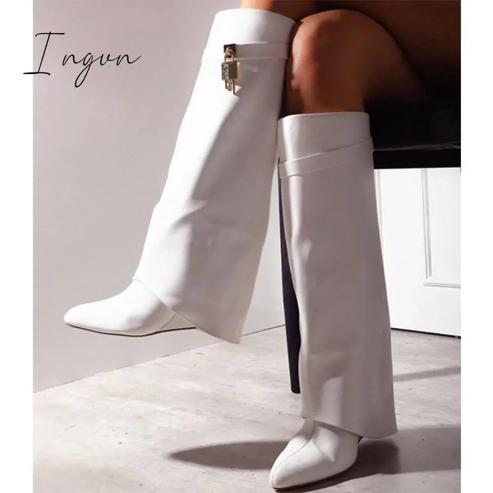 Ingvn - Comfy Leather Hidden Wedge Heel Roman Boots