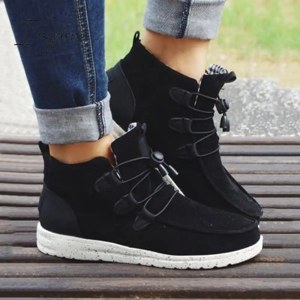 Ingvn - Casual Laced Front Ankle Boots