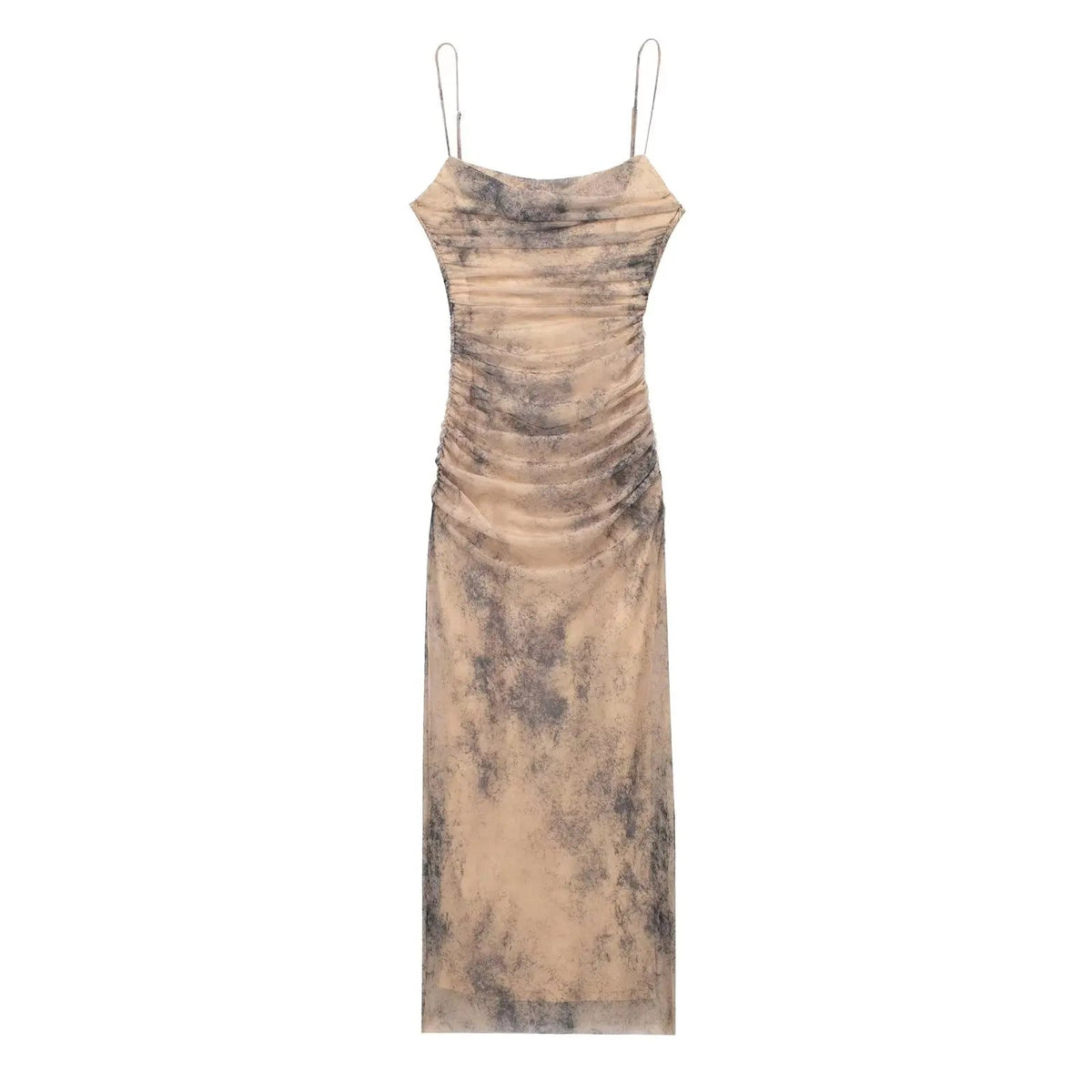 Women's Fashion Slim Dresses Print O-Neck Sleeveless Backless Pleated Decoration Zipper Female Long Dresses For Party