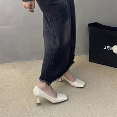 Ingvn  Luxury Designer Square Toe Women Mary Jane Shoes Fashion Shallow Slip On Shoes Autumn Ladies Career Dress Pumps