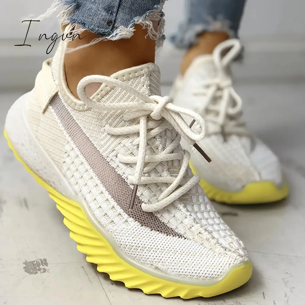 Ingvn - Net Surface Breathable Lace Up Yeezy Sneakers