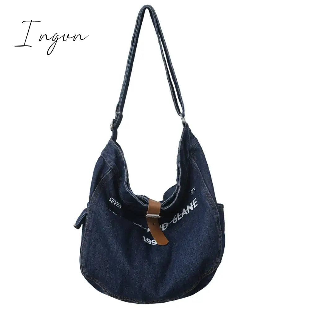 Ingvn - Denim Women's Bag 2024 New Eco Reusable Ladies Handbags Canvas Shopping Travel Shoulder Bags Unisex Jeans Crossbody Bag Shoppers