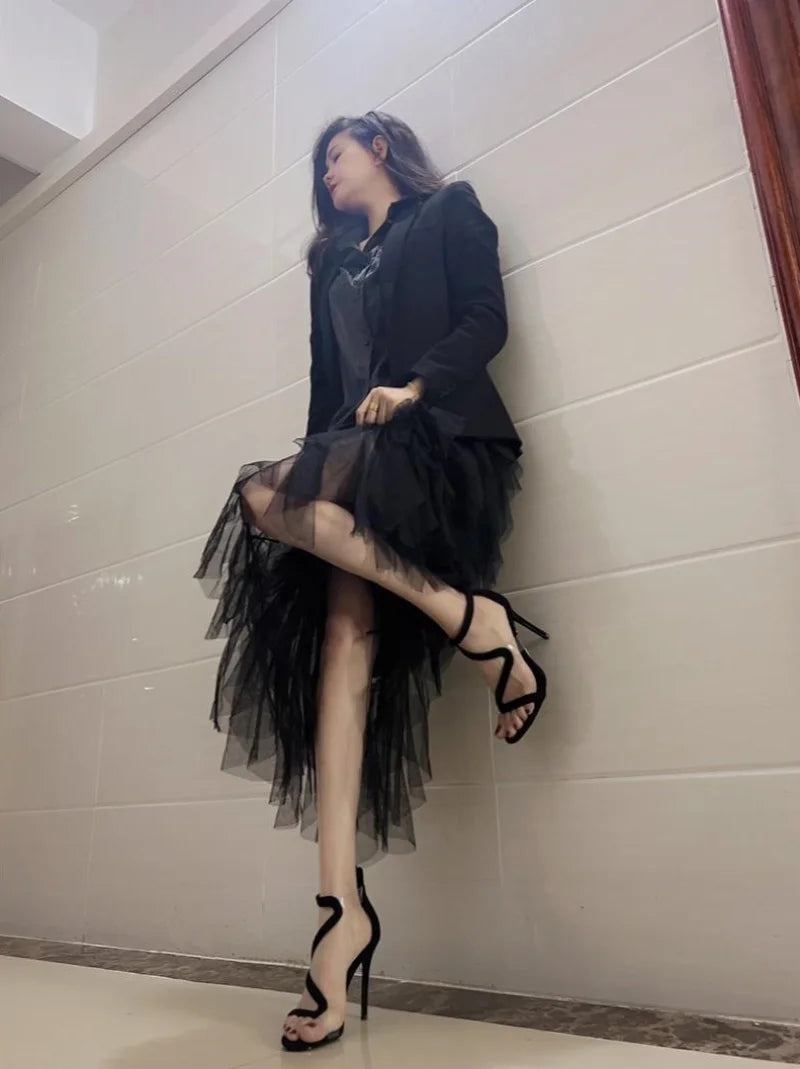 Ingvn  Sandals for Woman Zip Footwear Sexy Clear Summer  Stripper Women's Shoes Transparent Black Thin Heels Stiletto Sale Sandal H