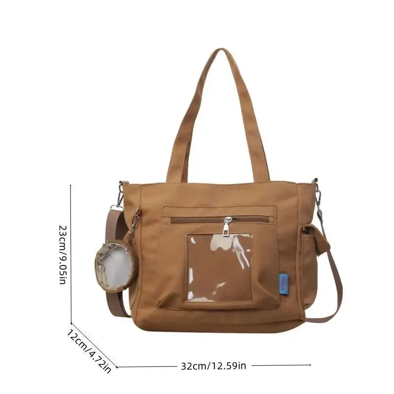 Ingvn  Women'S Bag Solid Color Tote Bag Commuter Shoulder Bag Casual Simple Mummy Bag Big Capacity Nylon Handbag