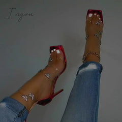 Ingvn - Butterfly Chain Zipper High Heels