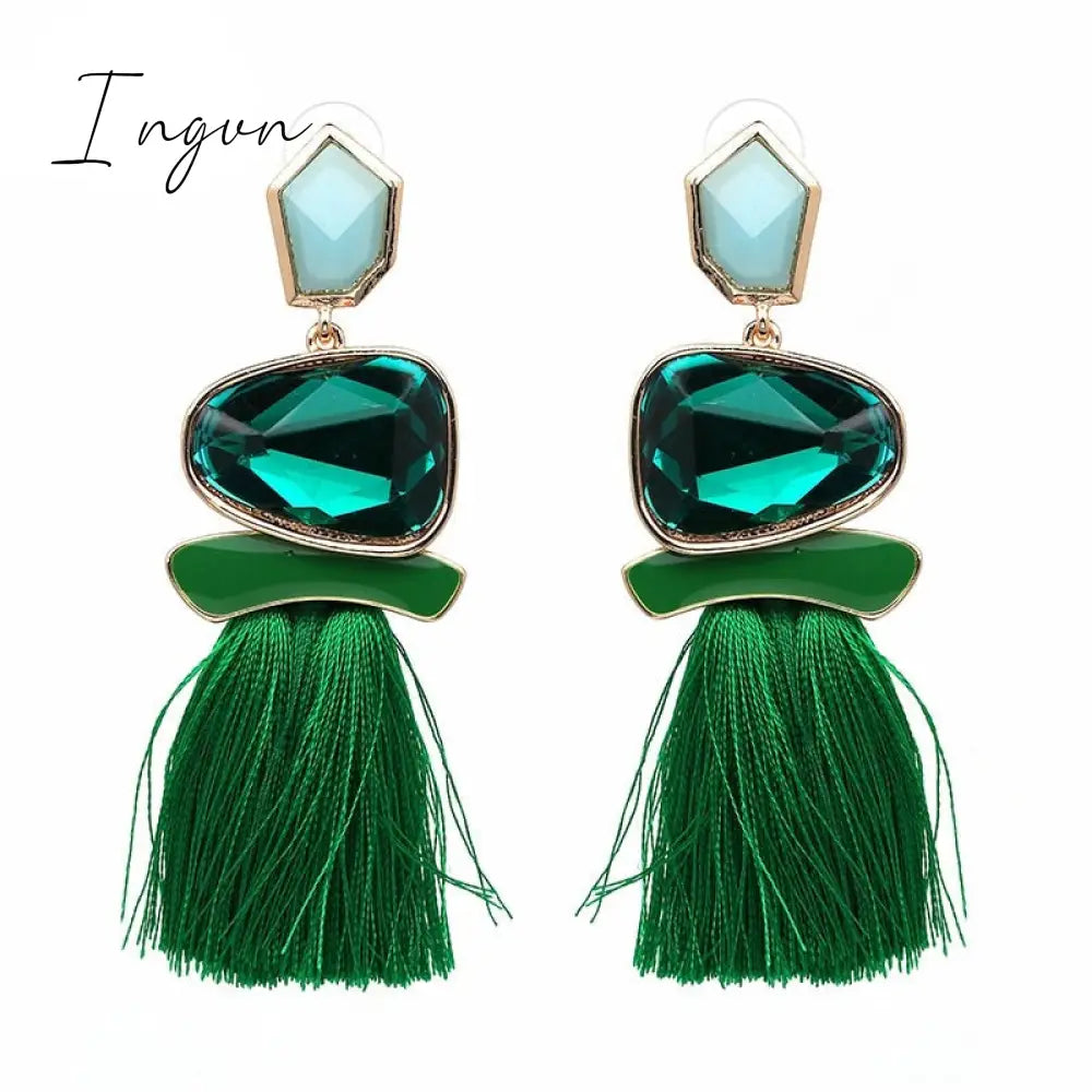 Ingvn - New Fringed Statement Drop Earrings Wedding Tassel Multicolored Hot Fashion STUD Earrings Jewelry Women 2023 Trend