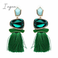 Ingvn - New Fringed Statement Drop Earrings Wedding Tassel Multicolored Hot Fashion STUD Earrings Jewelry Women 2023 Trend