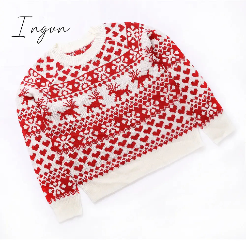 Ingvn - Fashion Autumn Winter Long Sleeve Loose Christmas Dresses Ladies Christmas Print A-line Mini Dress tops New Women