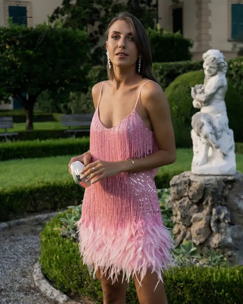 Ingvn - Sexy Backless Sleeveless Tassel Maxi Dress