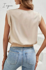 Ingvn - Casual Solid Bandage O Neck T-Shirts