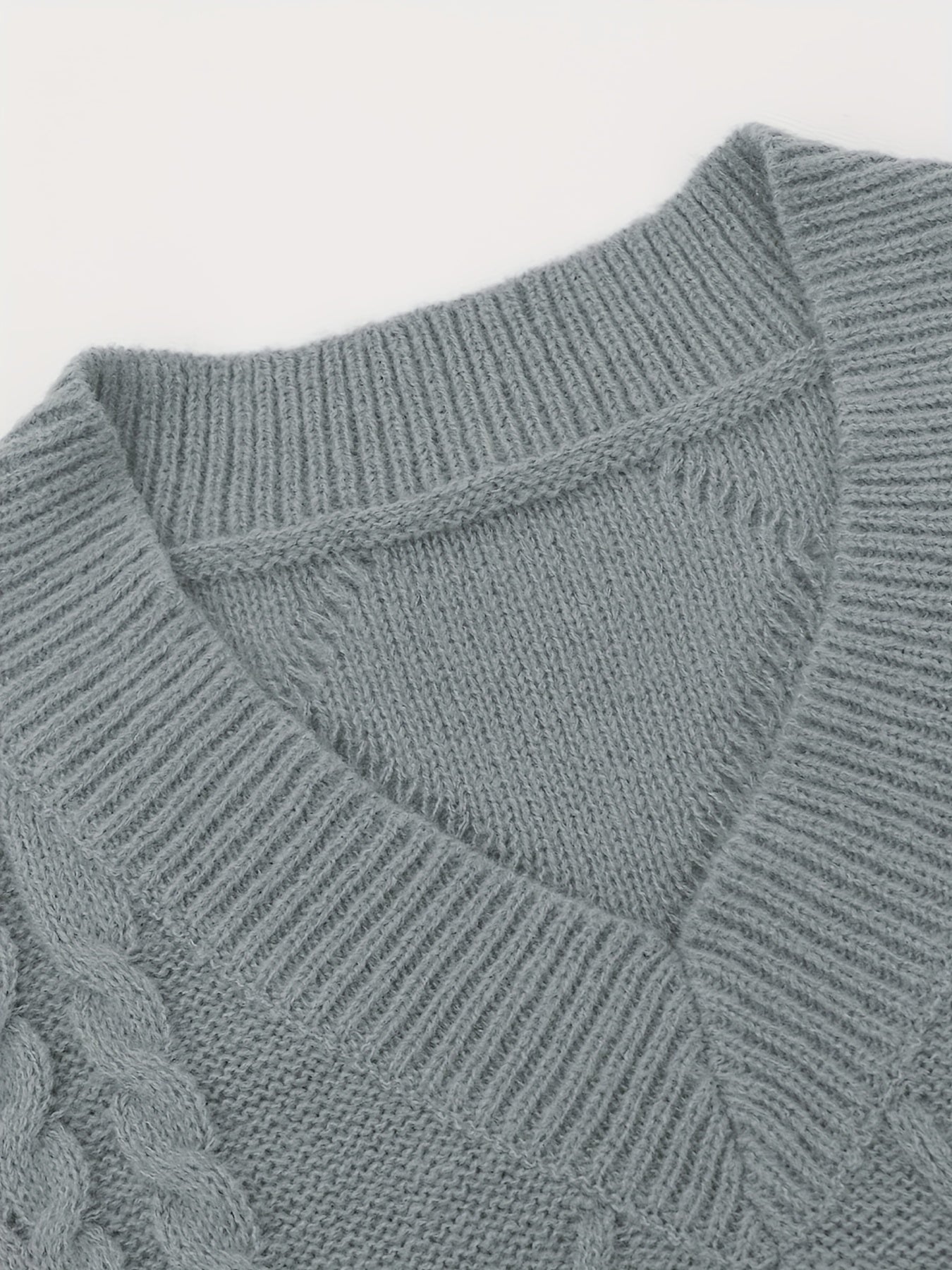 Cozy Plus Size Cable Knit Vest - Women's Solid V Neck Medium Stretch Sweater - Soft, Casual, and Comfortable for Daily Wear