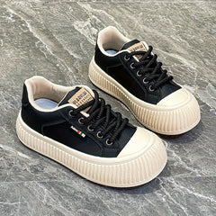 Women's Simple Platform Sneakers, Casual Lace Up Outdoor Shoes, Comfortable Low Top Shoes