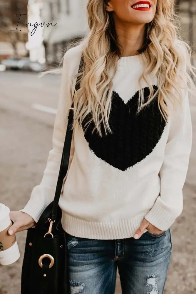 Ingvn -  Heart Shaped Sweater(4 Colors)