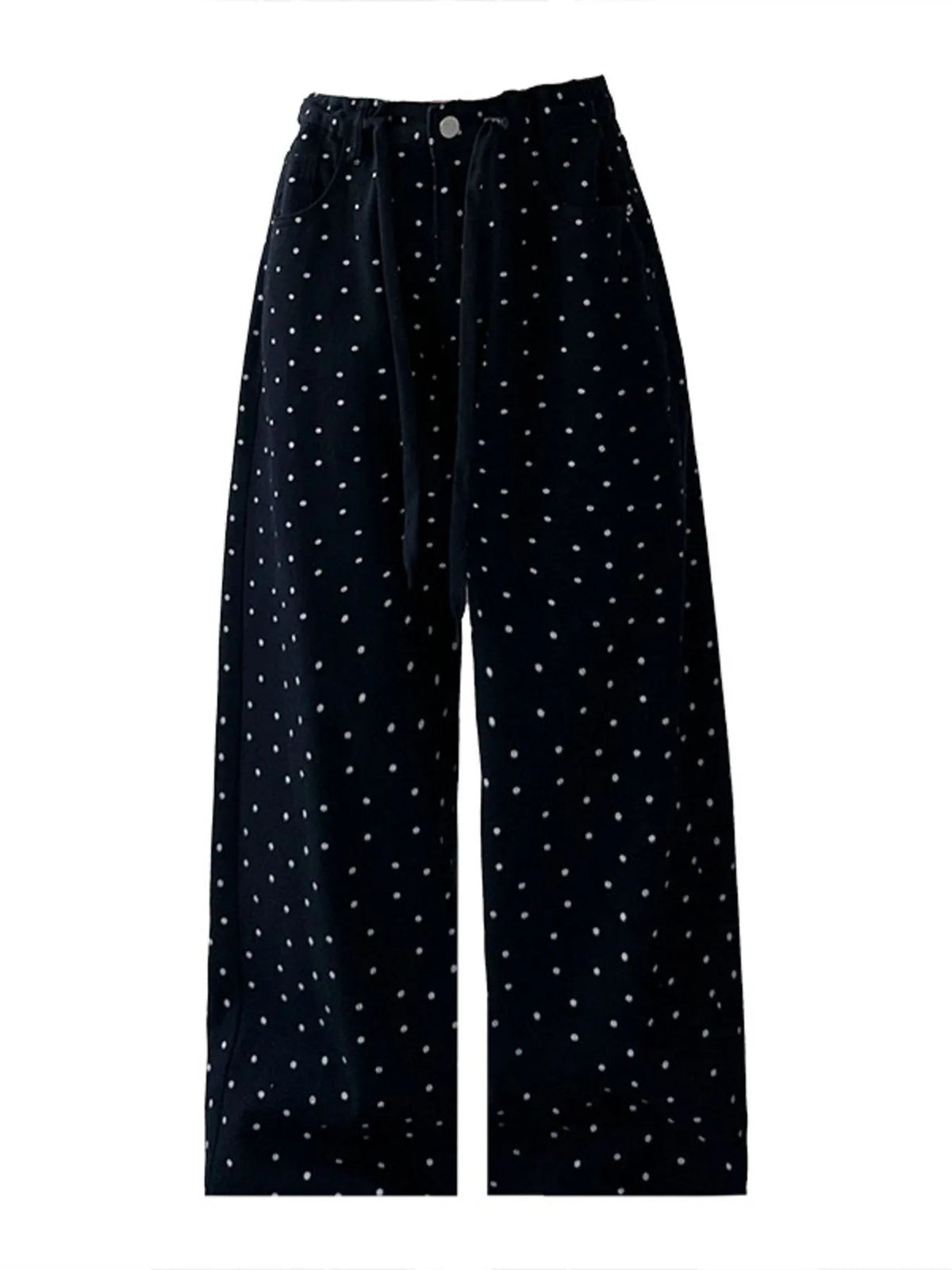 Polka Dot Wide Leg Drawstring Pants