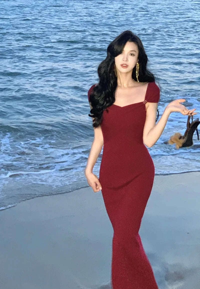 Elegant Bodycon Sleeveless Knitting Midi Dresses for Women Autumn New Evening Party Prom Robe Sexy Fashion Female Clothing