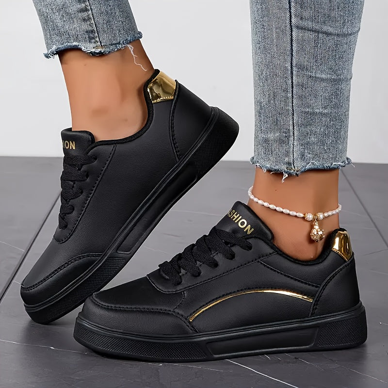 Stylish ComfortFit Skate Shoes - Road Running, Low-Top, Lace-Up, Round Toe, Ultra-Lightweight, Breathable, Comfortable, All-Season, Versatile Sneakers for Women