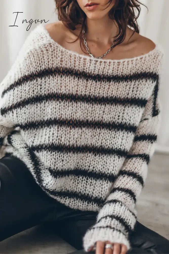 Ingvn - Street Striped Contrast O Neck Tops