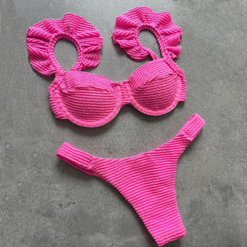 Floral Print Swimsuit Women Bathing Suit Bikinis Biquini High Cut Swimwear Sexy Push Up Bikini Set Feminino Beach Outing